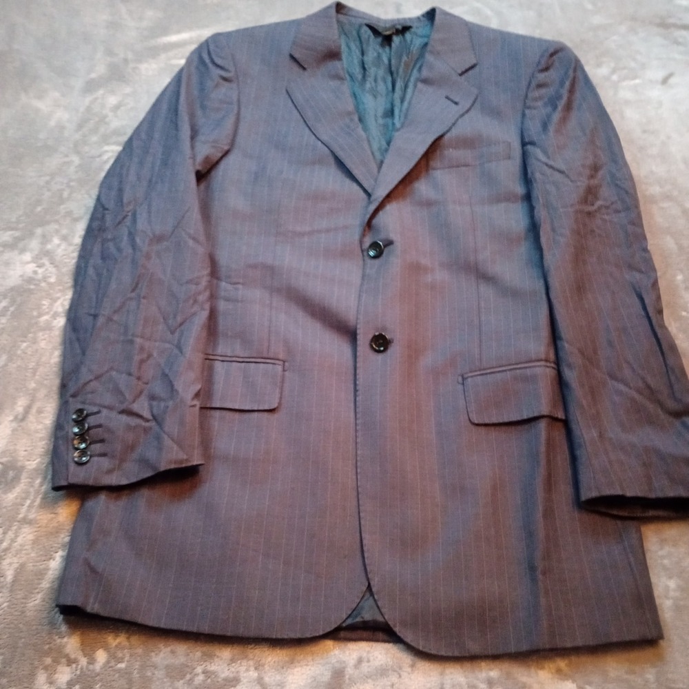 Baroni Blazer Mens 40 L Navy Blue Pinstripe Super‎ 150s Wool Sports Coat Jacket